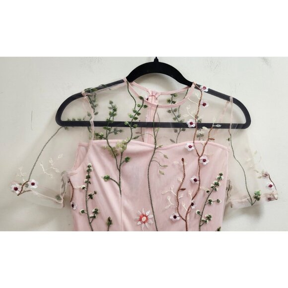 JJ'sHouse Elegant Pink Embroidered Maxi Dress Women’s Formal Gown Floral S - Picture 4 of 13